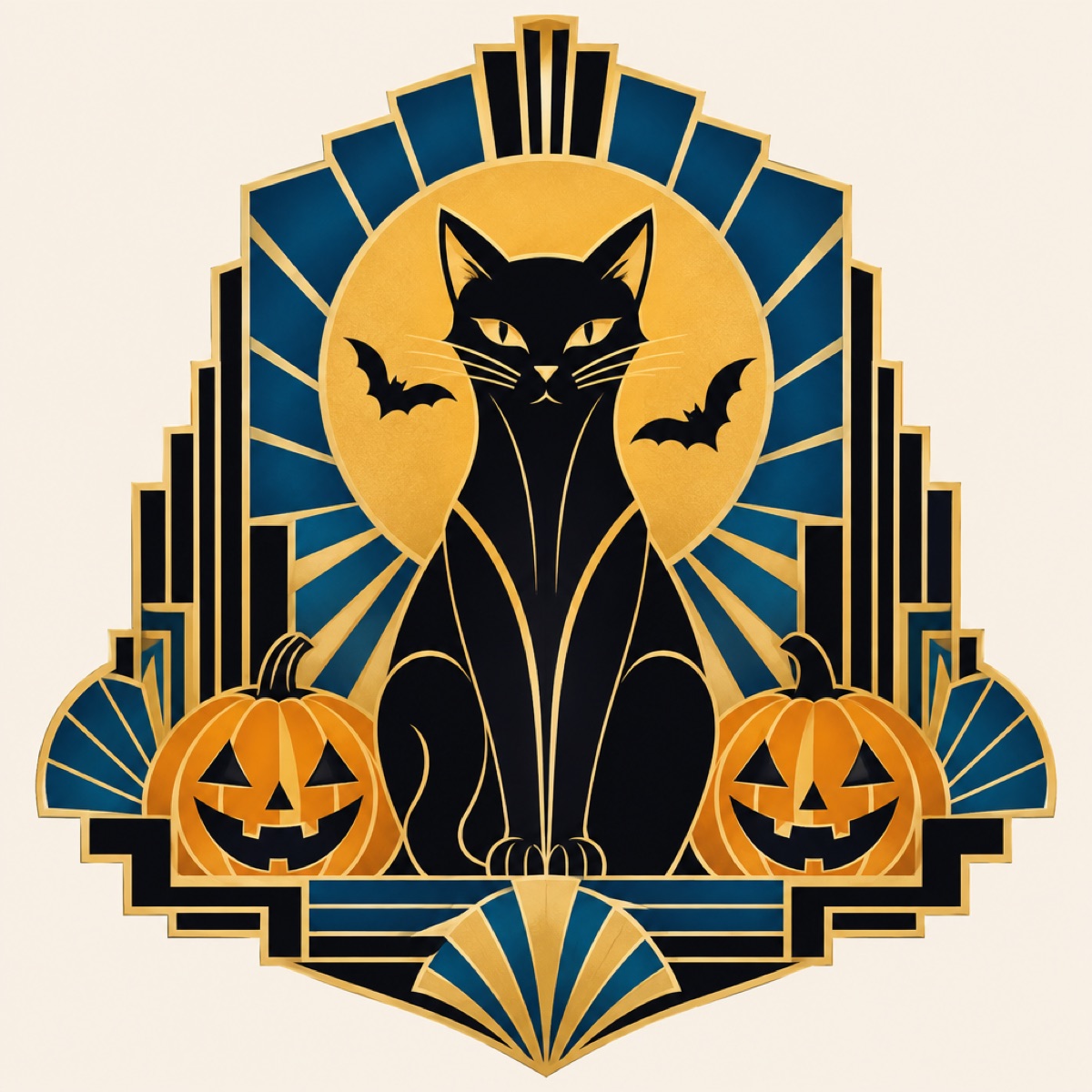 Shirt or mug graphic in Art Deco for Halloween