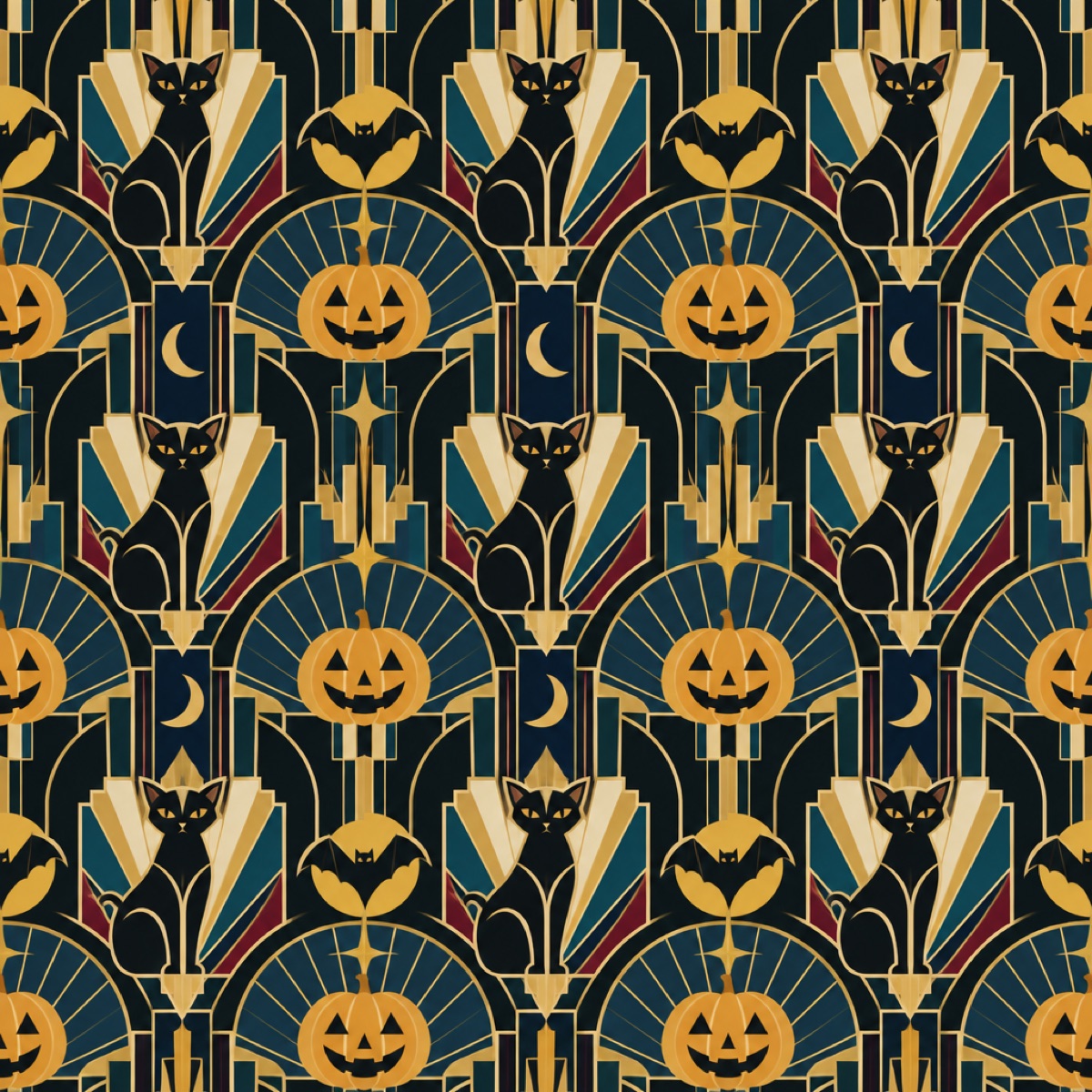 Repeat pattern in Art Deco for Halloween