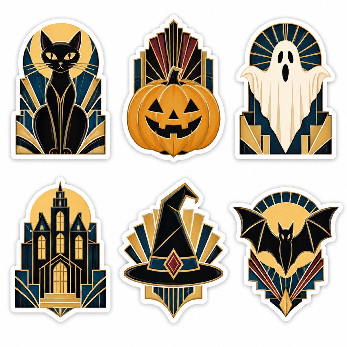 Sticker sheet in Art Deco for Halloween